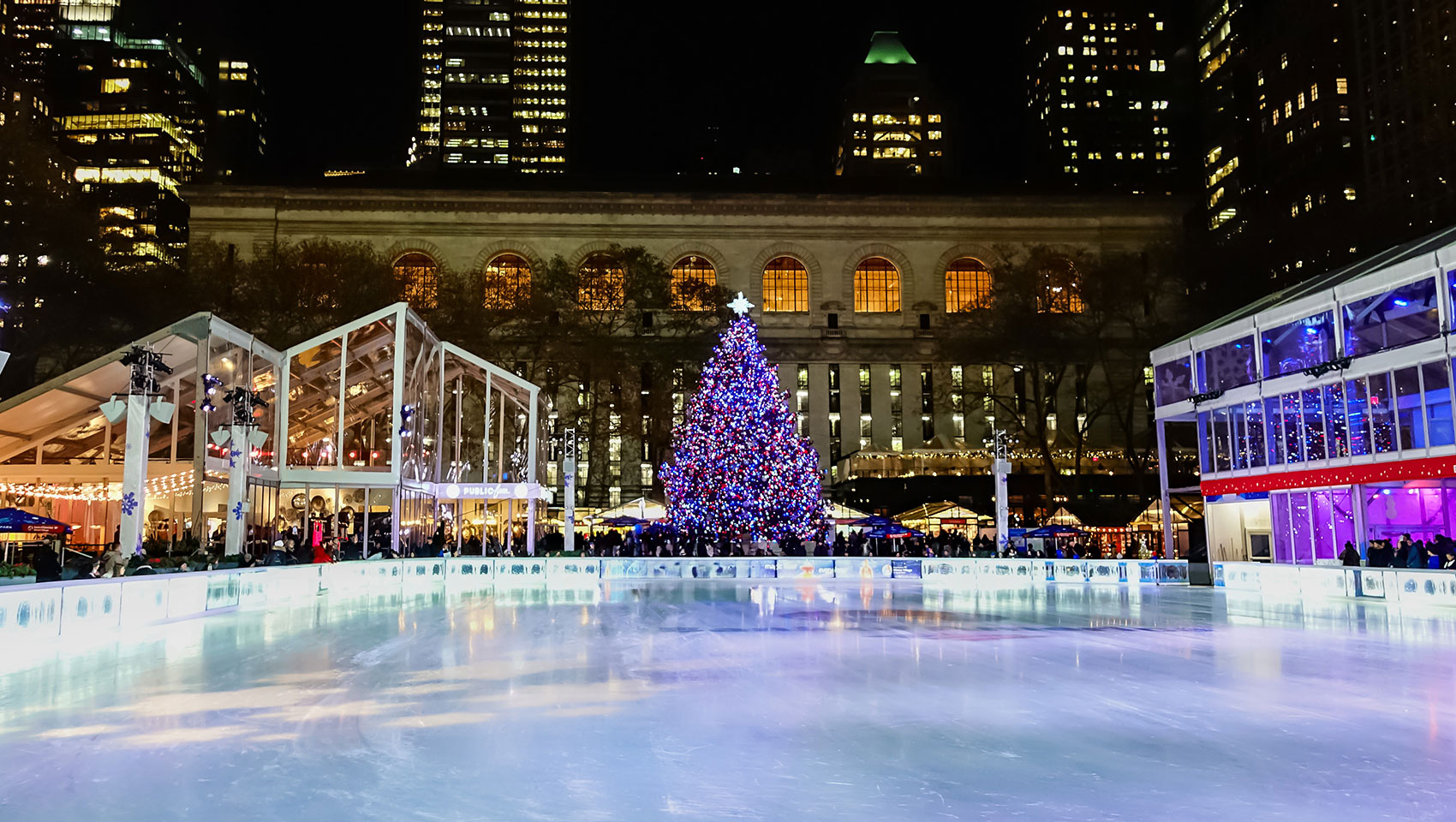 Bryant Park Skating Rink + Christmas Tree