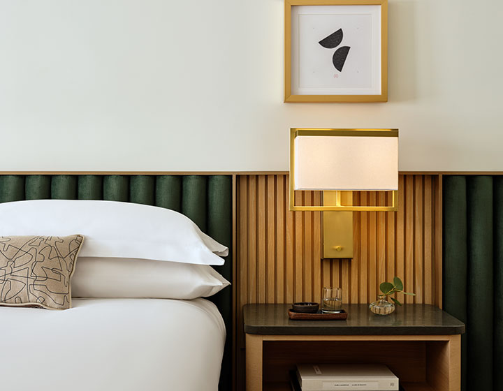 bed and side table at 70 Park Ave