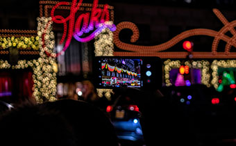 View through camera phone of Saks 5th Avenue Holiday Decorations